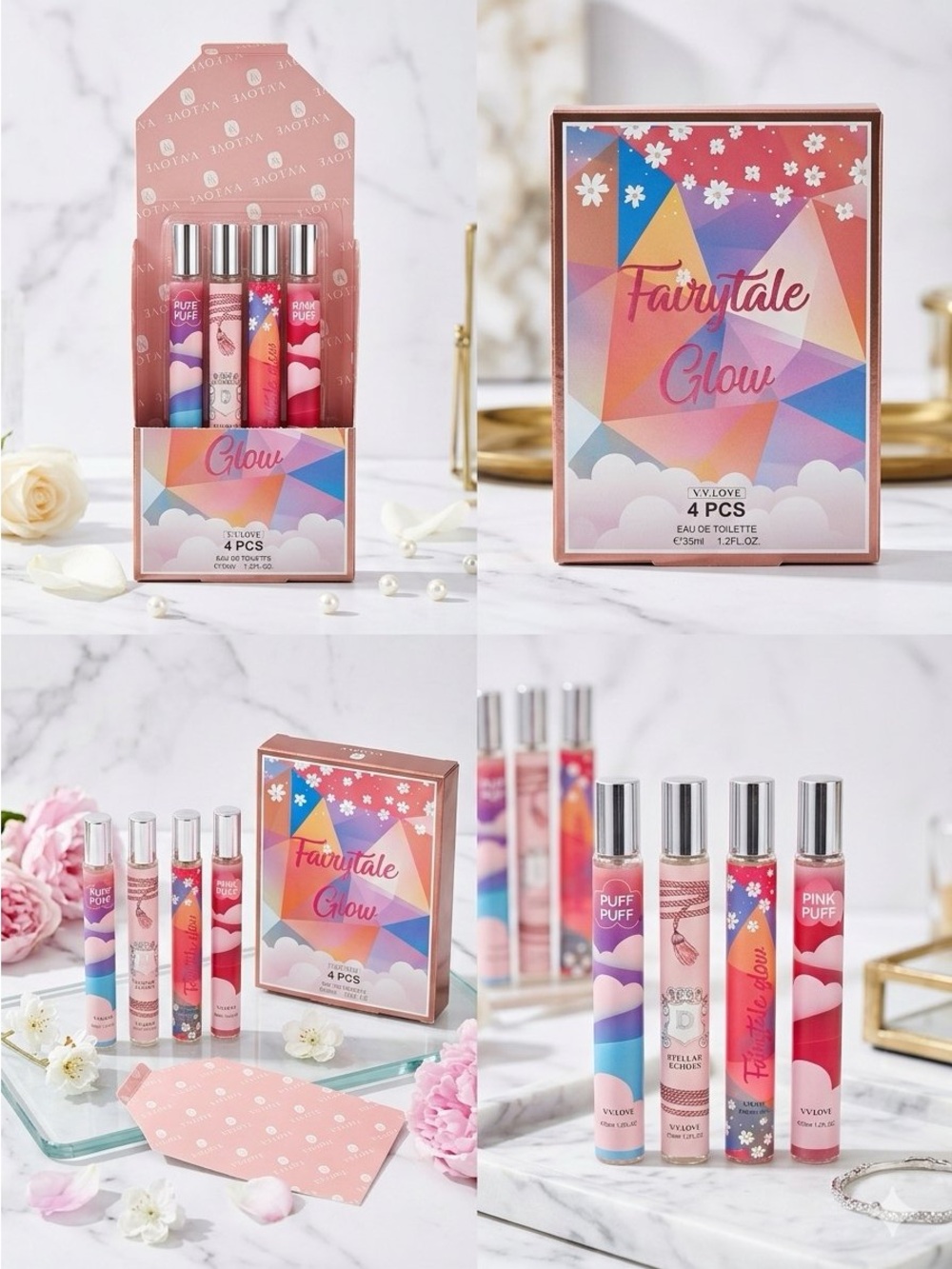 4-Piece Roller Perfume Set — Pink